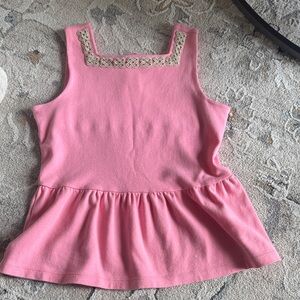 Janie and Jack Pink Sleeveless Top with Gold Trim
